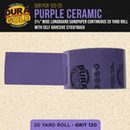 Dura-Gold Premium 120 Grit PSA Purple Film Ceramic Longboard Sandpaper, 2-3/4" Wide Continuous 20 Yard Roll - Self Adhesive Stickyback for Auto & Wood Air File Long Board Sanders, Hand Sanding Blocks