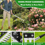 Iron Weeding Rake with Long Handle, Manual Weeder Tool for Garden | Upgraded Rake 8 Teeth Weed Puller Tool, Heavy Duty Weeder Remover Tool for Weeding, Cultivating & Soil Aeration