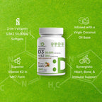 DEAL SUPPLEMENT Vitamin D3 50,000 IU + K2 MK7 200mcg Softgels, 240 Count | 2-in-1 Complex with Virgin Coconut Oil | Supports Heart, Bone, Teeth & Immune Health | Easy to Swallow