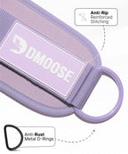 DMoose Fitness Ankle Straps for Cable Machines - One Size Fit Premium Padding, Glute Kickback Ankle Strap for Women & Men, Cable Attachments for Gym & Booty Workouts (Lilac Purple - Single)