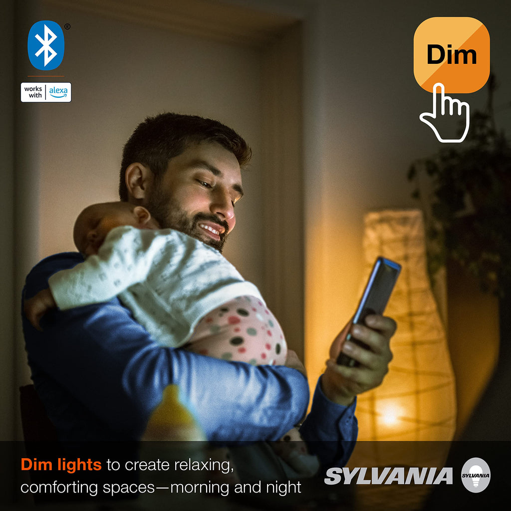 LEDVANCE Sylvania Smart Light Bulb, Bluetooth Mesh LED Bulb, Compatible with Alexa & Google Home, A19, 60W Equivalent, E26, Soft White - 4 PK [2022 Model] (75843)