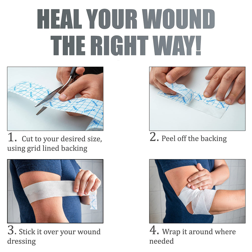 HEALQU Dressing Retention Tape, Non Woven Tape, 4in x 11yd 2 Rolls - Wound Dressing Tape Adhesive Cloth Tape Comfortable to The Body, with Easy Release Paper