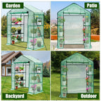 Greengro Greenhouse, 28 x 57 x 76'' Greenhouses for Outdoors, Small Plant Green House with Screen Windows, 3 Tiers 4 Shelves, Durable PE Cover, Plastic Portable Walk in Greenhouses for Outside Indoor