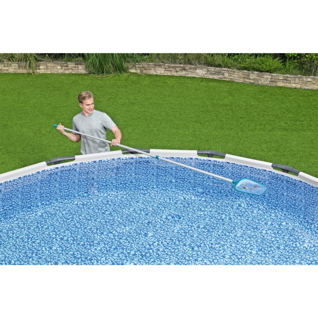 Bestway Flowclear AquaClean 110 Inch Pool Vacuum for 20 Feet Above Ground Pools with Removable Debris Bag, Suction Nozzle, Skimmer Head, and Adapters