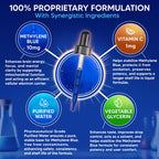 aSquared Nutrition Methylene Blue Drops - 1% Pharmaceutical Grade Liquid Supplement for Humans - 10mg USP Grade w/Vitamin C - No Formaldehyde - Brain & Energy Alternative to Capsules (2 fl oz)