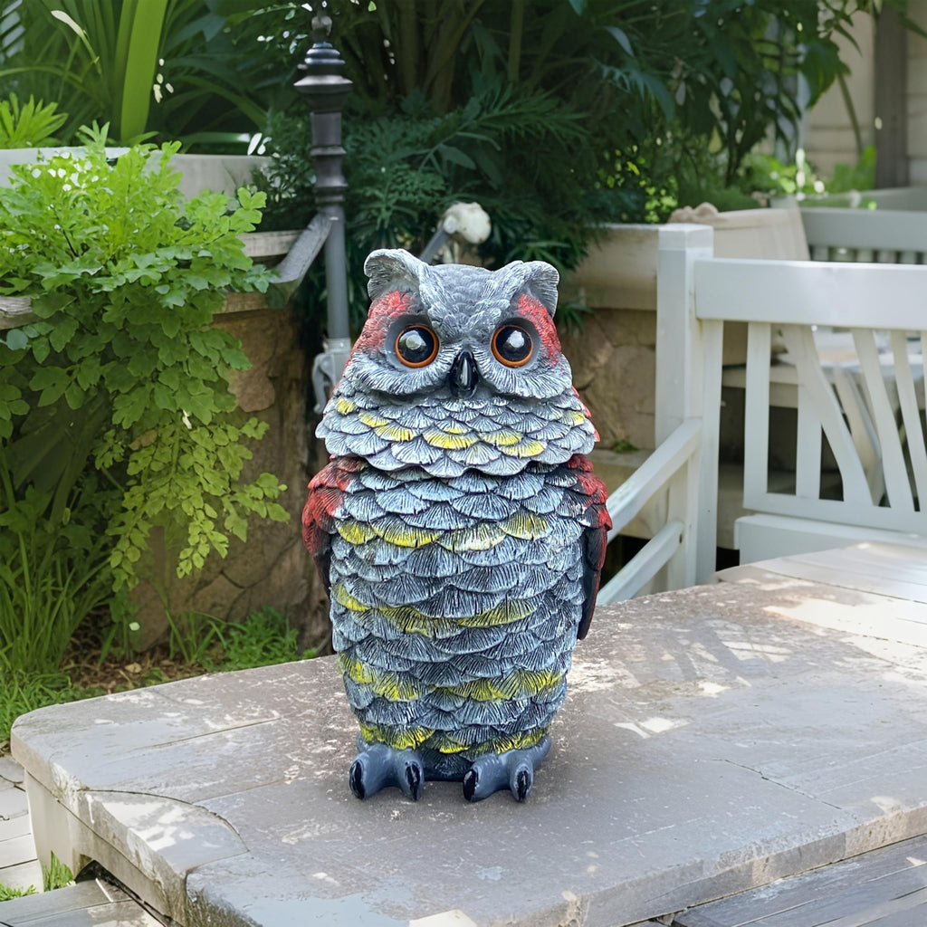 FESTGLOX Solar Owl Decoys to Scare Birds Away, Fake Owl Outdoor Garden