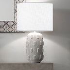 GO&SO White Textured Drum lampshade Medium Lamp Shade 13" Top x 13" Bottom x 10" High (Spider) Modern Linen Lamp Shades for Table Lamp Bedside Lamp Natural Linen Replacement Assembly is Required