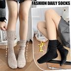 Sandsuced Womens Slouchy Boot Socks Winter Warm Cozy Slouch Scrunch Winter Fuzzy Fluffy Crew Socks 5 Pairs Gifts Stocking Stuffers(Black/Dark Grey/Light Grey/Khaki/White, M)