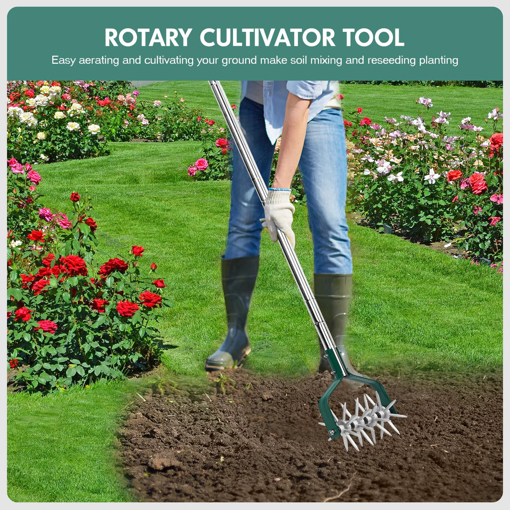 YEELOR Rotary Cultivator Garden Tool with Durable Aluminum Gears