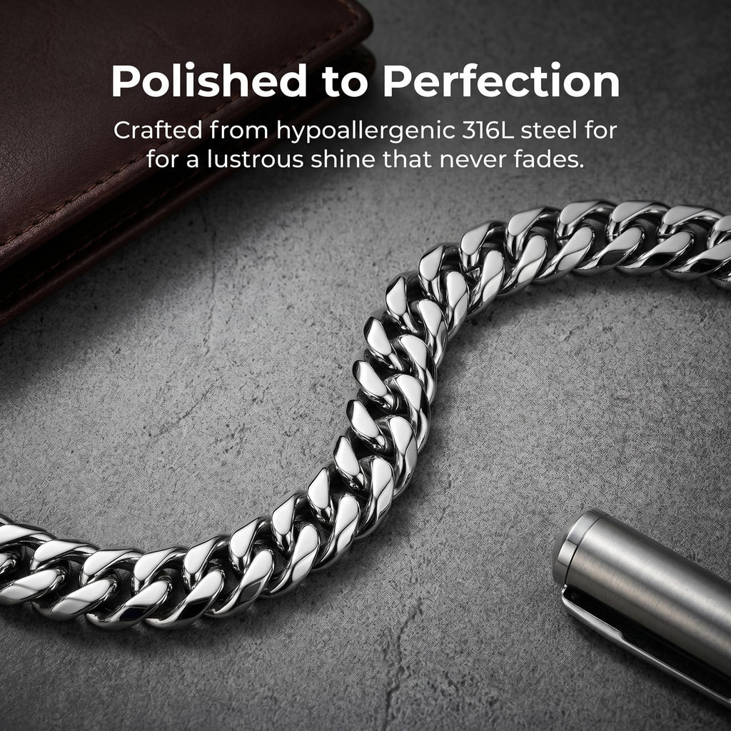Mosflor 6 Pcs Silver Bracelets for Men, Cuban Link Chain Bracelet Stack Mens Stainless Steel Metal Rope Bracelet Set 8.3 Inches Mens Fashion Accessories Jewelry Non Tarnish for Men Dad Him Husband Son