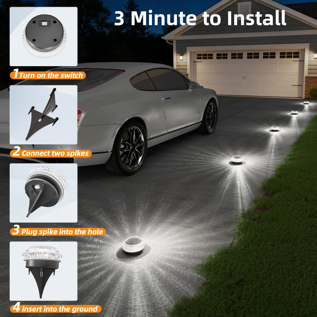 VOLISUN Solar Ground Lights Outdoor,16 Pack Flat Solar Pathway Lights,IP67 Waterproof Solar Powered Disc Lights,Landscape Lighting for Garden Yard Walkway Patio Driveway,Cool White