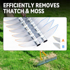 Thatch Rake for Lawn with 74inch Handle, 15 inch Dethatcher Rake for Grass to Cleaning Dead Grass, Efficient Steel Metal Rake for Dethatching, Heavy Duty Thatching Rakes for Garden, Yard