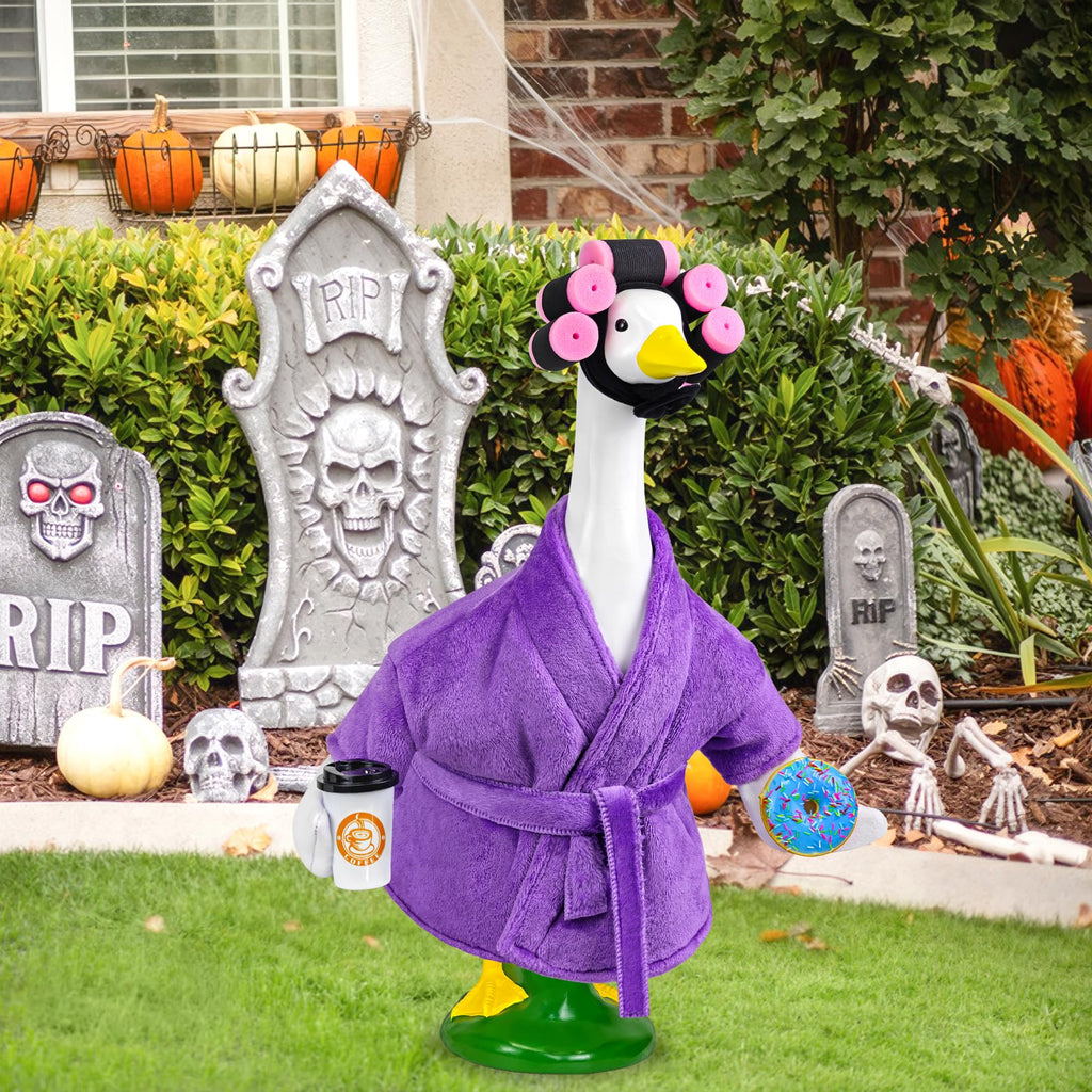 Ueyben Lady Porch Goose Outfits, Porch Goose Robe and Curlers Bathrobe
