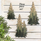 Limygus Wooden Christmas Tree Wall Decor Woodland Rustic Wooden Bushes Wall Art Hanging Decorations Set of 3