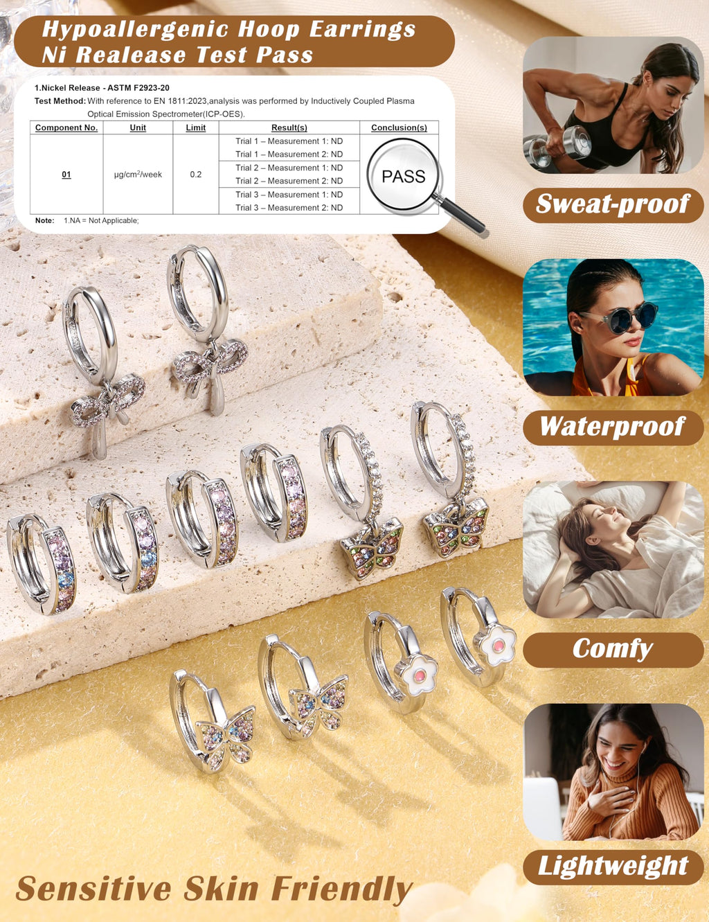 LOYALLOOK Cute Silver Small Hoop Earrings for Women Hypoallergenic