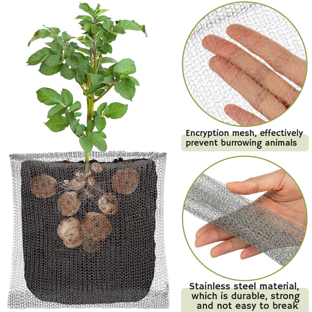 12 Pcs Gopher Baskets Plant Root Gopher Wire 1/3 / 5 Gallon Stainless Steel Gophers Moles Voles Mesh Baskets for Garden Tubers Plants Trees Flowers Bulbs Crops