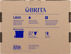 Brita Extra-Large 27-Cup Water Dispenser with BritaPlus Filter, WQA NSF/ANSI Certified, Reduces 2X Contaminants vs. Standard, Reduces Chlorine, Zinc, Copper, Mercury & More, 1 Filter Included, White