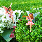 Mood Lab Fairy Garden Figurines - Sitting Fairies Set (2 pcs) - Miniature Decorative Statues - Outdoor Indoor Garden Decor