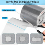Secopad Grey Window Screen Repair Kit, 4 in X 30 FT (360IN) Screen Repair Tape for Windows or Doors, Strong Adhesive Fiberglass Mesh Patch Tape