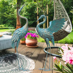 Oritty 33-37 Inch Metal Crane Garden Statue Décor for Yard Patio Lawn Pool