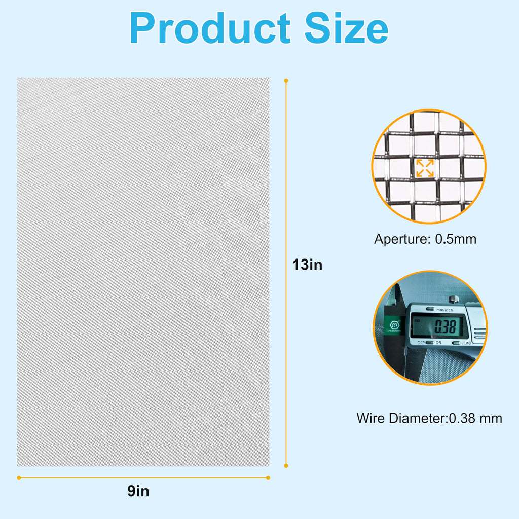 YUKKOEOQ 8 Pcs 13x9 (33cmx23cm) 40 Mesh 304 Stainless Steel Wire Mesh Sheet, Rustproof Metal Mesh Sheet Screen for DIY Crafts, Vent Covers, Garden Fencing, Window Protection & Industrial Filters