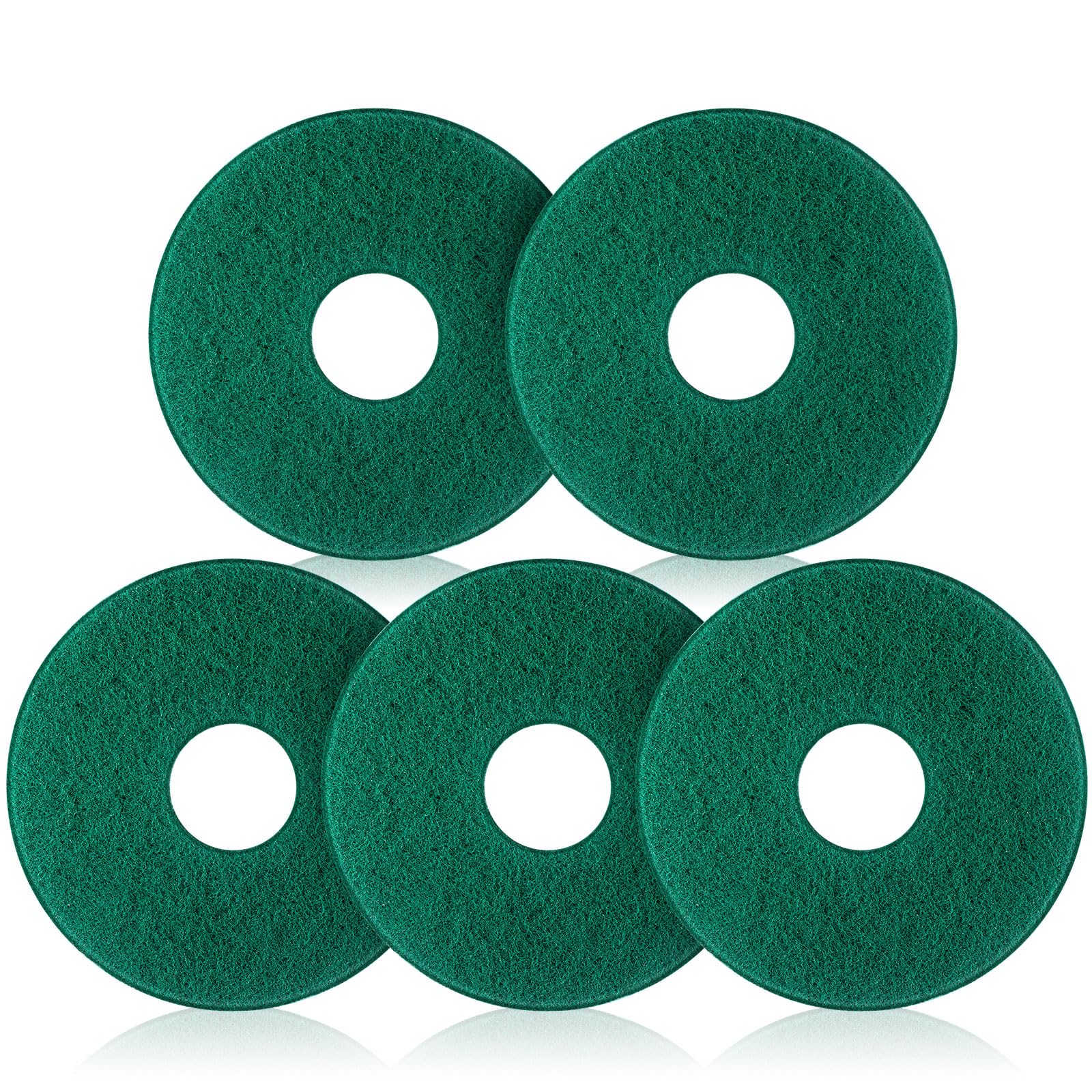 Teenyyou 5 Pcs 12" Cleaning Orbiter Pads Commercial Floor Buffer Pads Hardwood Floor Maintenance Scrubber Polisher Cleaning and Stripping for Orbiter Machine (Green)