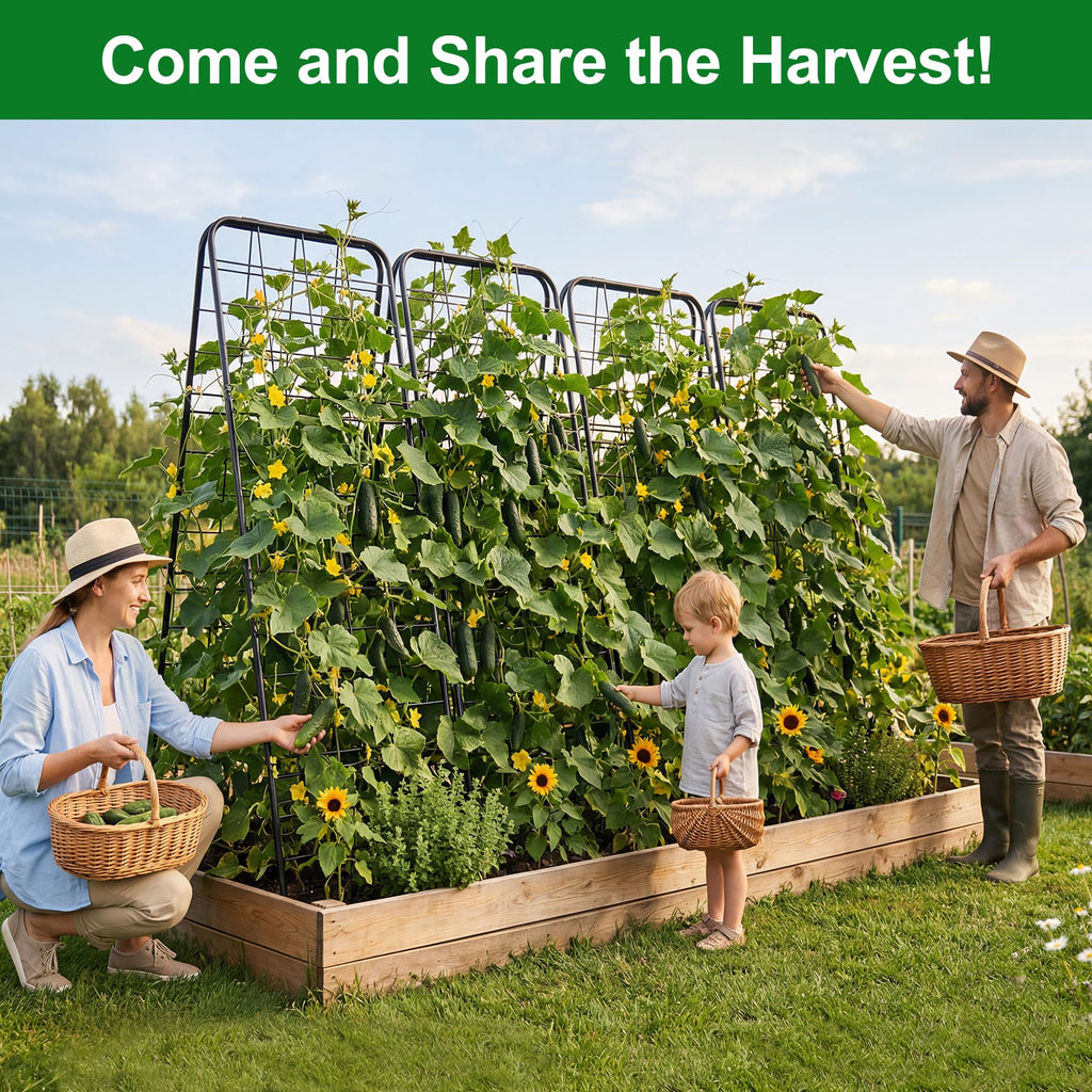 WAENLIR 50x17inch Cucumber Trellis Tomato cage with Dense Steel Grid–A-Frame Heavy Duty Metal Trellis for Raised Beds, Cattle Panels for Garden Trellis for Climbing Plants Outdoor (Black, 50x17inch)