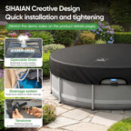 SIHAIAN 8 Ft Round Pool Cover, with Automatic Drain Stock Tank Pool Cover, Patented One-Piece Tensioning System Above Ground Pool Cover, Preventing Waterlogging, Yarn-Dyed Oxford Fabric Solar Cover
