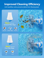 LanOcean 2026 Newly Cordless Pool Vacuum for Inground Pool, Flow Adjustable, Transparent Brush Head–Visible Cleaning, 19 GPM Powerful Suction Handheld Pool Vacuum for Above Ground Pool, 70Mins Runtime