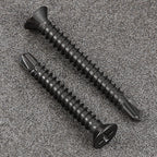 Wensilon（500pcs）#8×5/8”for Sheet Metal Self-Tapping Screws 410 Black Stainless Steel Flat Head High-Strength Quick self-Drilling Screws