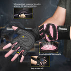 ihuan Ventilated Weight Lifting Gym Workout Gloves with Wrist Wrap Support for Men & Women, Full Palm Protection, for Weightlifting, Training, Climbing Fitness, Hanging, Pull ups