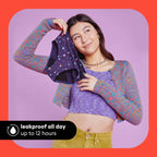Thinx Teens Period Underwear, Brief-Style Period Panties, Holds Up to Regular 12 Tampons, Reusable & Controls Odor, 3-Pack - (1) Black, (1) Lucky Stars, (1) Violet, Size 11/12