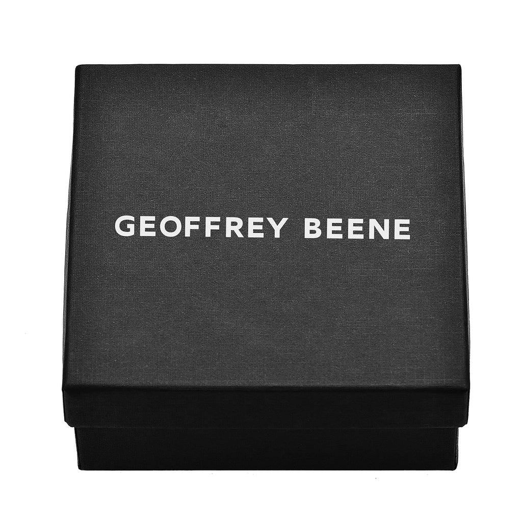 Geoffrey Beene Men's Braided Genuine Leather Bracelet with Stainless Steel Closure, Black