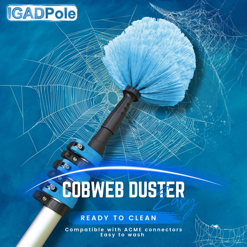 IGADPole 12 FT Water-Fed Washing Kit with Soap-Dispenser, Brush, 10″ Squeegee & Cobweb Duster for Windows, Gutters, Solar Panels & Exterior Walls