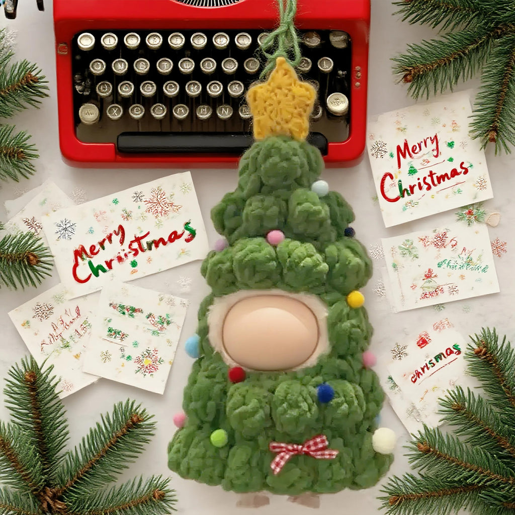 2026 New 17cm Doll Christmas Clothes, Handcrafted One-Piece Christmas Tree Figures Clothes - Poms and Bows (Green), Funny Cute Set Compatible with Standing Sitting 17cm Dolls