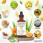 PURA D'OR 20% Vitamin C Facial Serum 4 Oz - Antioxidant Blend with Retinol, Hyaluronic Acid, Vitamin E & Ferulic Acid - Hydrating Lightweight Skincare Formula - Men and Women Daily Use Skin Care Plus
