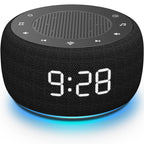 Buffbee Sound Machine & Alarm Clock 2-in-1, 0-100% Clock Face Brightness, Bottom Colored Light, Sleep Timer, Precise 30-Level Volume Control White Noise Machine - Twilight