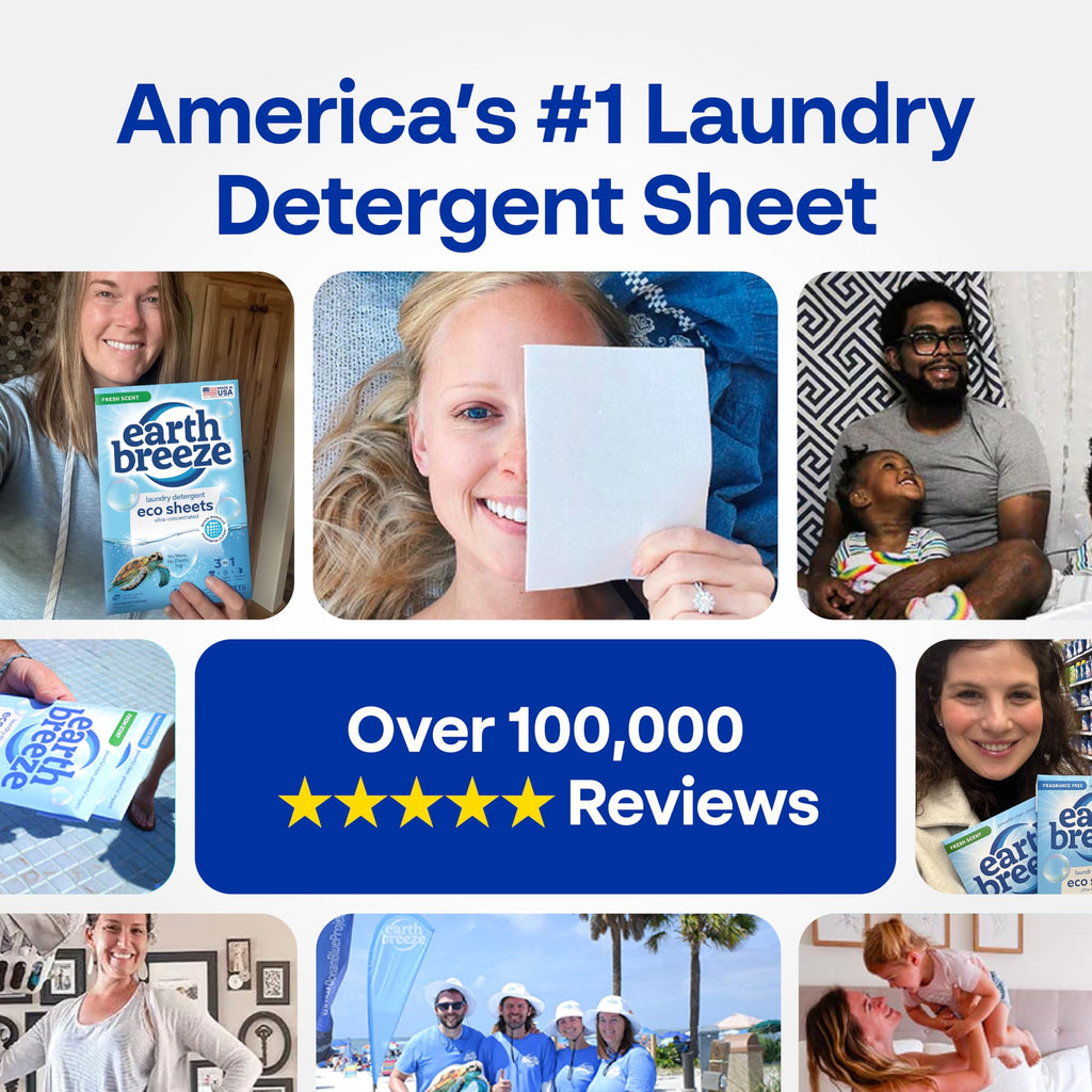 Earth Breeze Laundry Detergent Sheets Fresh Scent - 60 Loads per package. Eco Liquidless Soap - Travel-Friendly for Hot & Cold Cycles, Tackles Tough Stains & Odors - Gentle on Skin, 30 sheets (3 Pack)