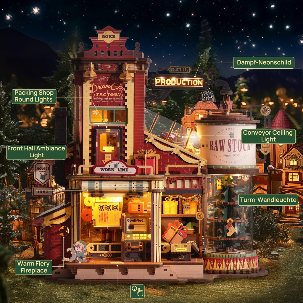 ROKR 3D Puzzle for Adults Christmas Dream Gift Factory DIY Miniature House