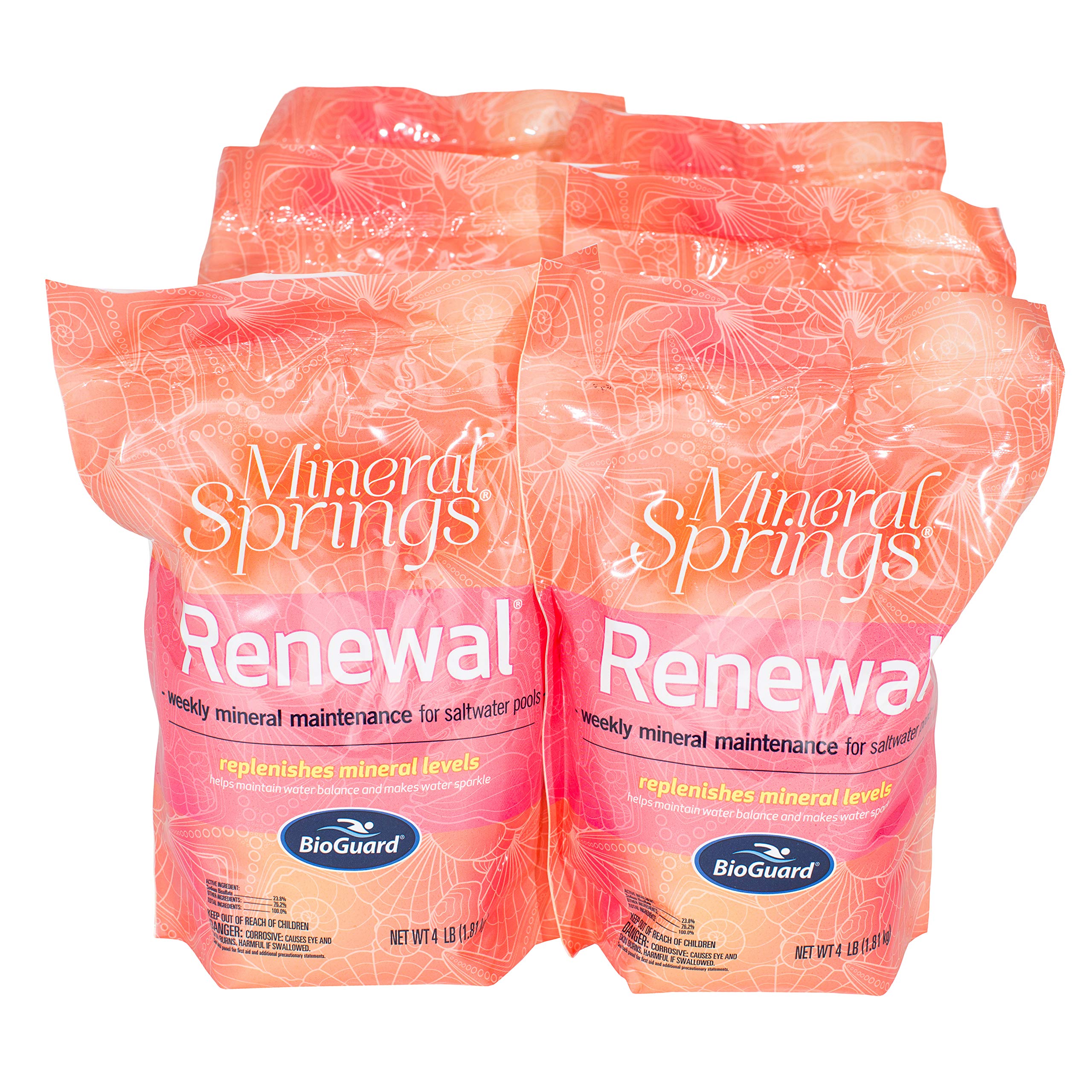 BioGuard Mineral Springs Renewal, 4 lb, Pack of 6, Weekly Mineral Maintenance for Saltwater Pools, Maintains Water Balance and Enhances Clarity