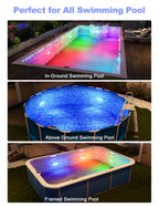 APONUO 4 Pack Solar Pool Lights, Pool Solar Lights for Above Ground Pools with Remote, IP68 Waterproof, RGB Color Changing Solar Powered Pools Light for Pond, Fountain,Yard (Gray)