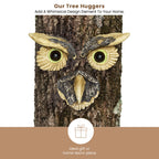 Bits and Pieces - 'Owl Face' Tree Hugger - Yard Decoration - Whimsical Tree Sculpture – Outdoor Tree Face - Garden Decoration - Garden Peeker Yard Art