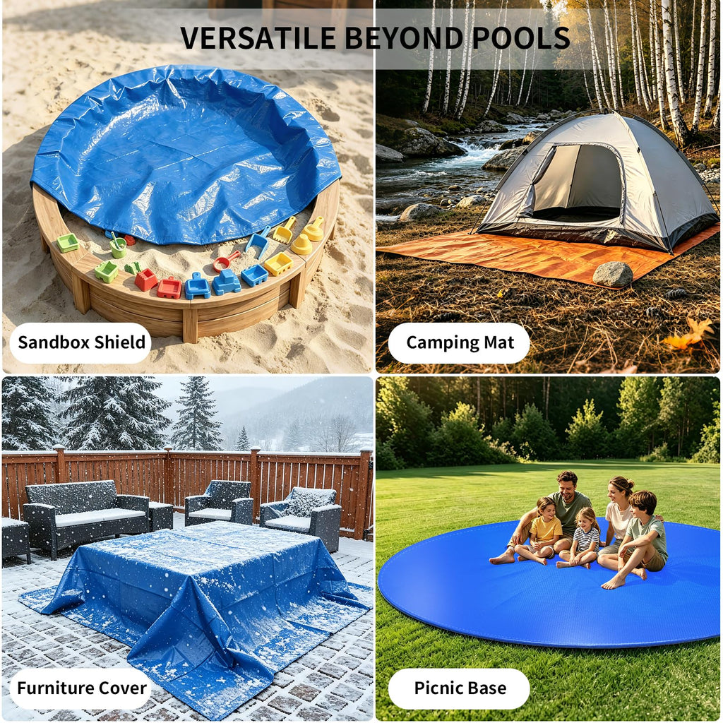 24FT Round Pool Liner Pad for Above Ground Pools, 180 GSM Heavy-Duty Puncture Resistant Under Mat, Underlayment Outdoor Tarp Protector for Lawn Concrete, Pool Floor Base Pad, Extends Liner Life