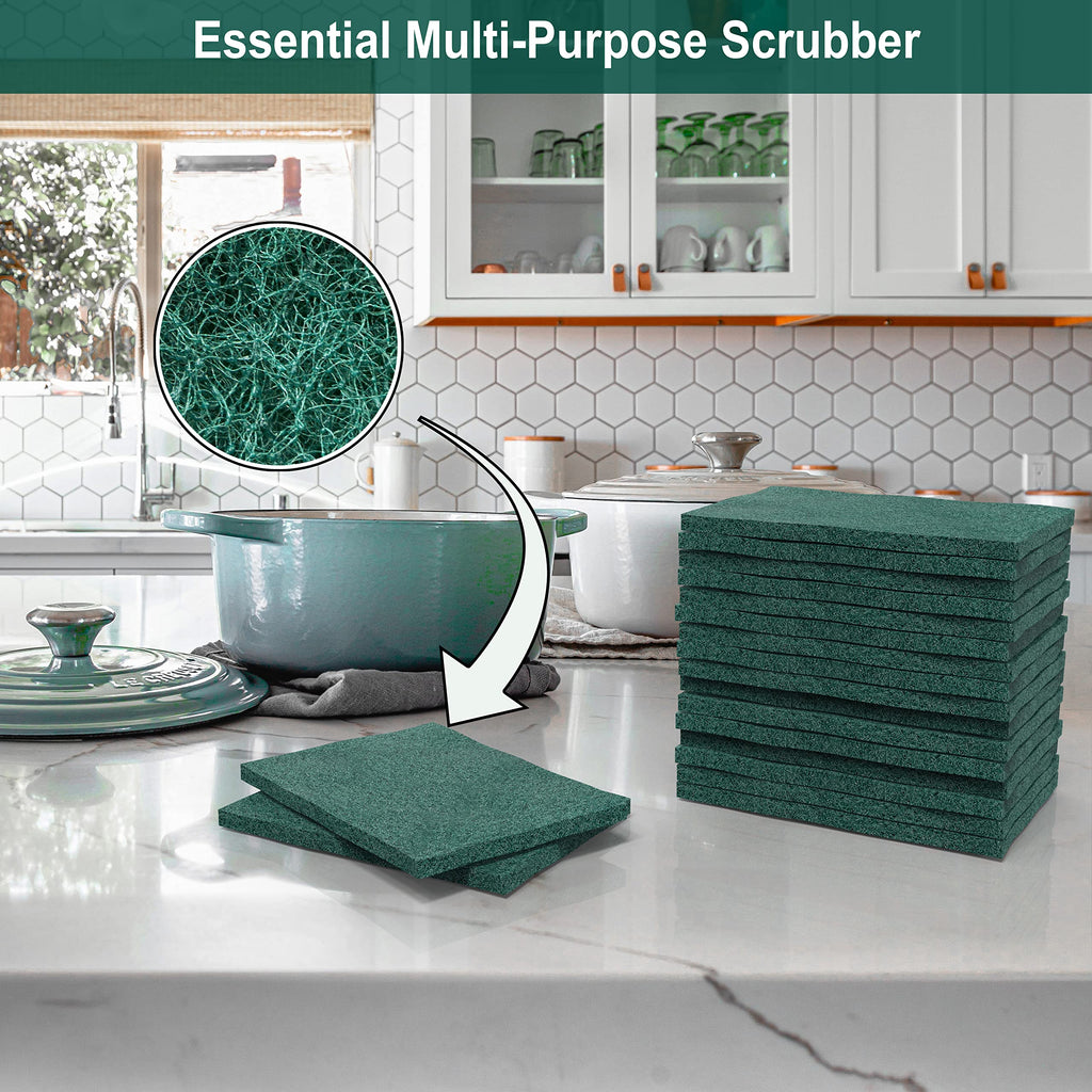 100 Pack Heavy Duty Scouring Pads 3x4 Inch – Green Scrubbing Pads, Non Scratch Bulk Scrub Pads for Kitchen, Dishes, Pots, Pans, Grill & Household Cleaning – Reusable Multipurpose Scrubber Pads