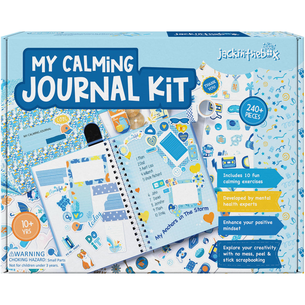 jackinthebox Calming Journal Kit for Girls Ages 8-12, 242 pcs, Scrapbooking Journal Set for Teen & Tween Girls,10 Fun Gratitude Exercises, Journal Art & Craft Kit, Ideal Gift for Girls 8 9 10 11 12