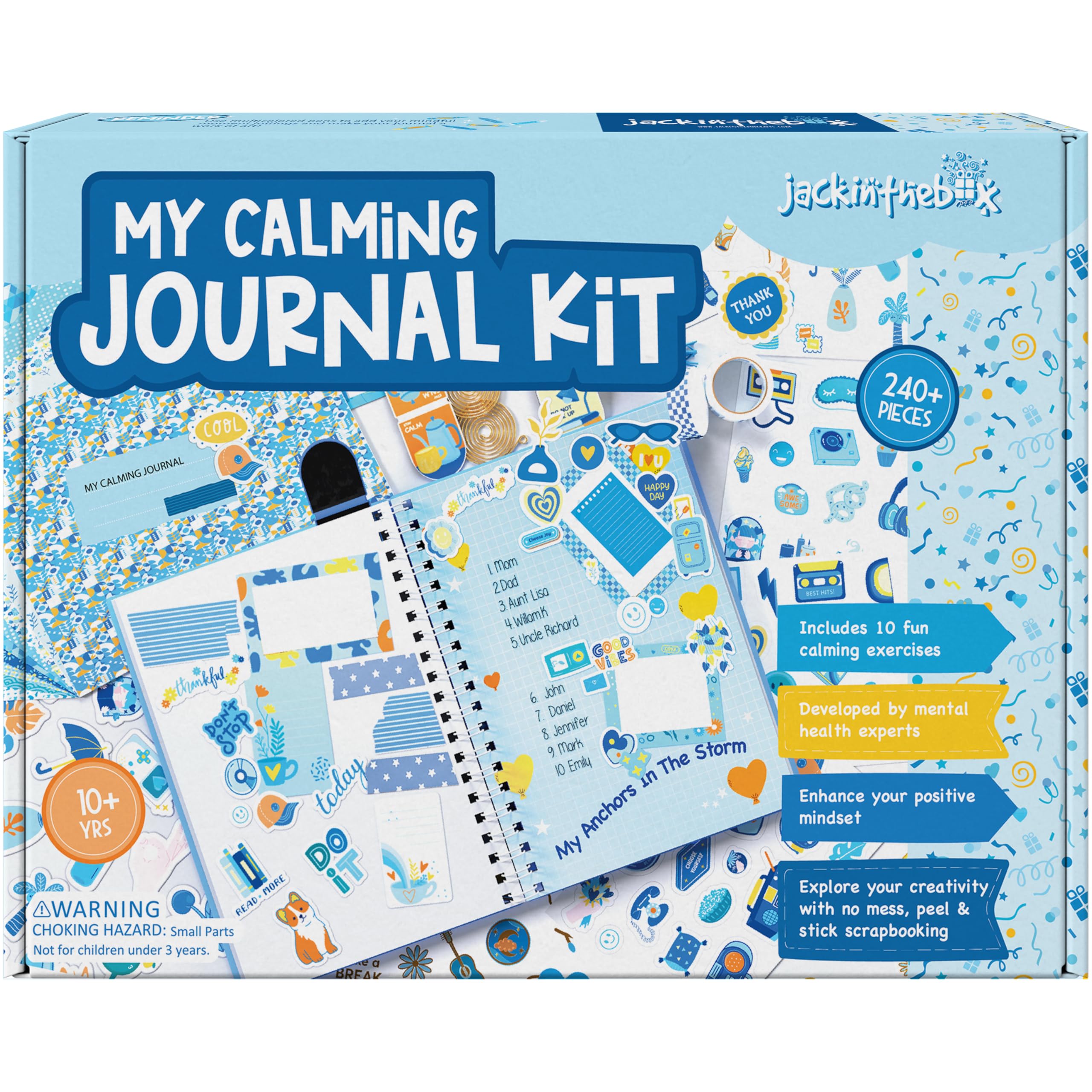 jackinthebox Calming Journal Kit for Girls Ages 8-12, 242 pcs, Scrapbooking Journal Set for Teen & Tween Girls,10 Fun Gratitude Exercises, Journal Art & Craft Kit, Ideal Gift for Girls 8 9 10 11 12