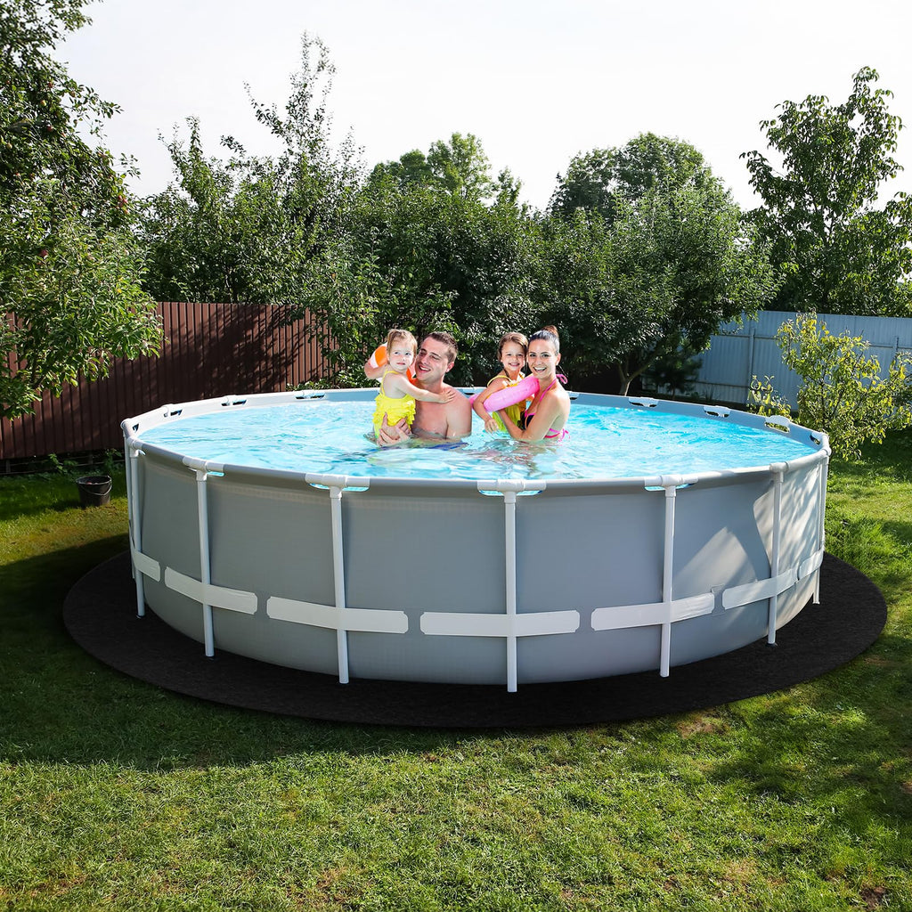 VINGLI 12 FT Pool Pad for Above Ground Pool, Upgraded Extra Thick Swimming Pool Liner Pad 12 FT Round, Prevent Punctures Weed Barrier, Under Pool Mat Pool Protection, Black