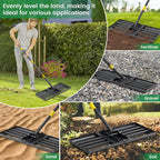 Lawn Leveling Rake - Heavy Duty 30" x 10" Lawn Leveler,Anti-Flip Edge, Adjustable 6FT Handle, Folding Plate for Yard, Soil, Sand, Topsoil,Gravel - Garden Ground Top Dressing,Landscaping tool