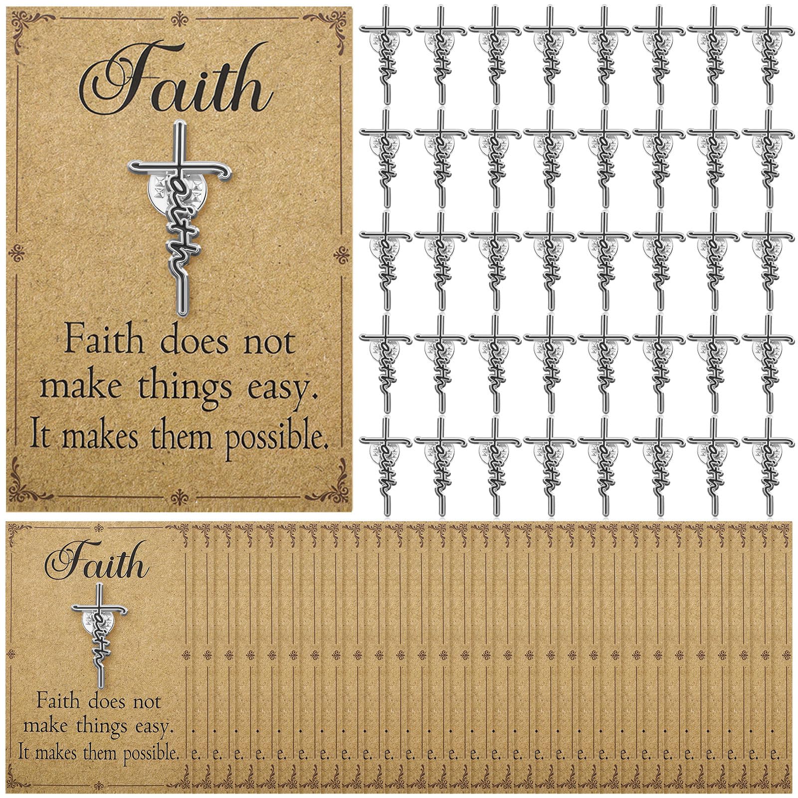 Landical 50 Pcs Christian Cross Lapel Pins Hard Enamel Faith Brooch Gifts
