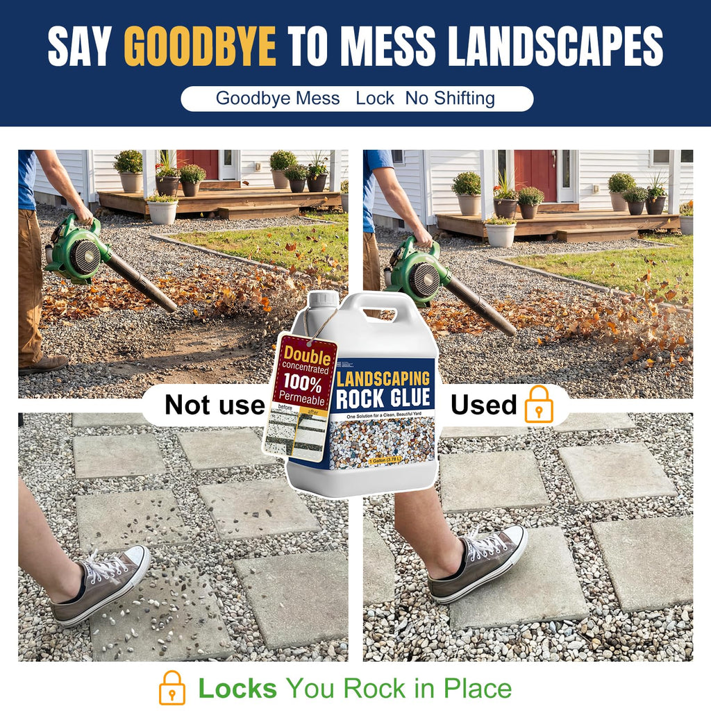 Teexpert Double Concentrated Rock Glue: 2 Gallon Stone Glue for Landscaping Fast-Dry Gravel Binder Long-Lasting Adhesive for Pea Rocks Stabilizer for Landscape Outdoor Yards Garden Patio